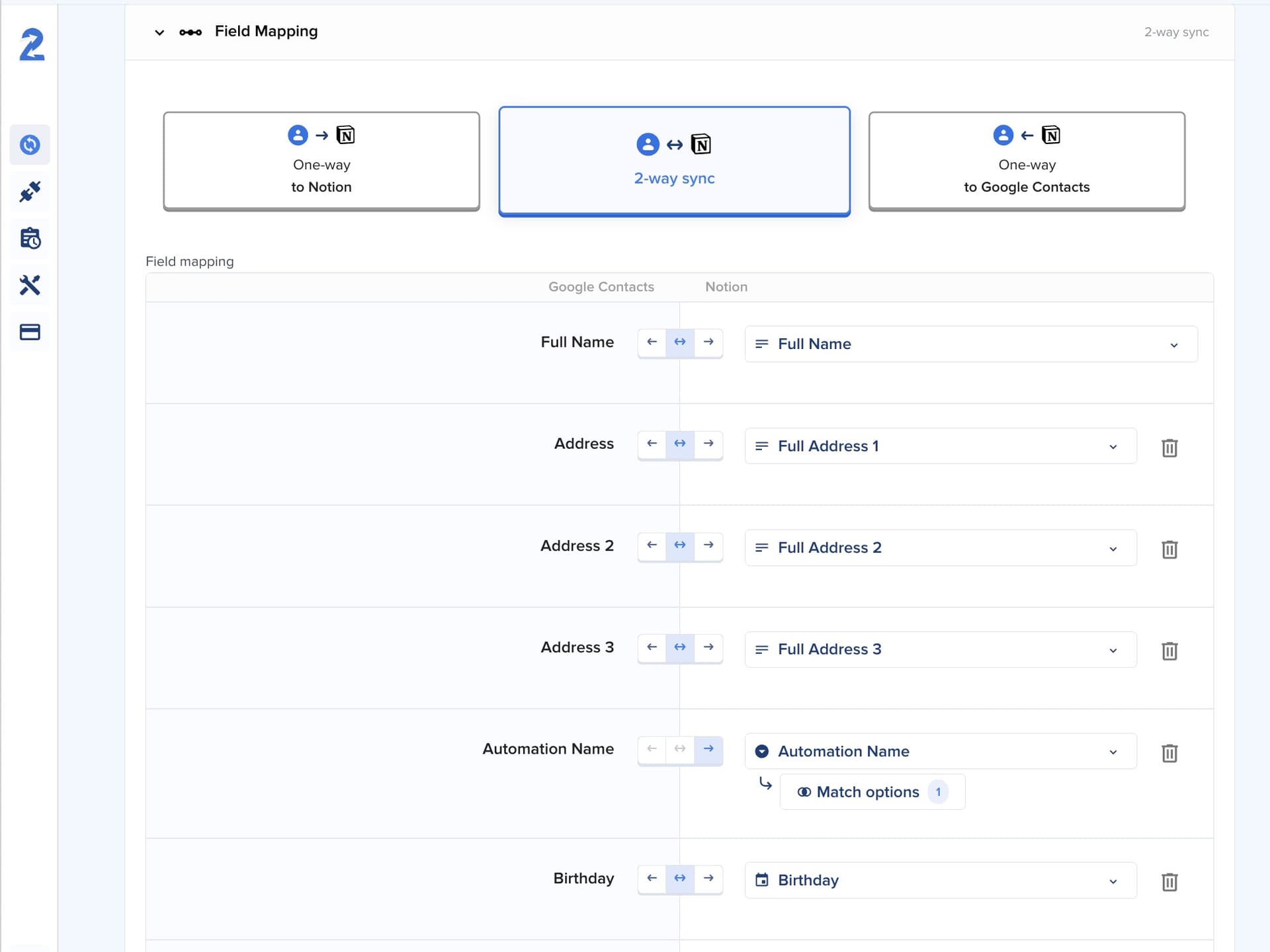 Field mapping mockup showing application interface