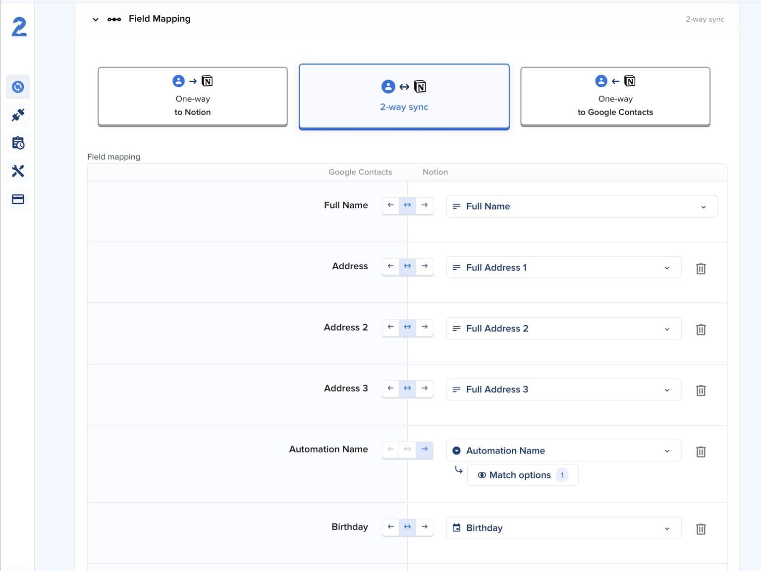 Field mapping mockup showing application interface